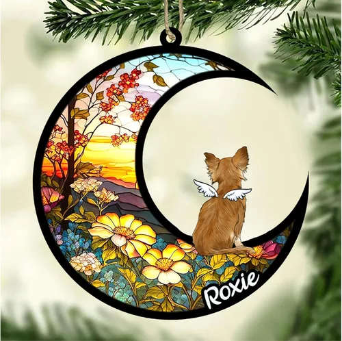 Vista 812 de LOVELYPOD Adorno de Navidad personalizado para perro Basset Hound (marrón) Basset Hound (marrón) adorno para atrapasoles de perro, razas de perros