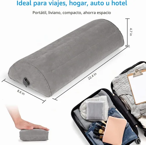 Vista 7 de USHMA Almohada inflable, almohada de media luna para piernas, rodillas, espalda baja y cabeza Almohada semi enrollable para cama, dormir