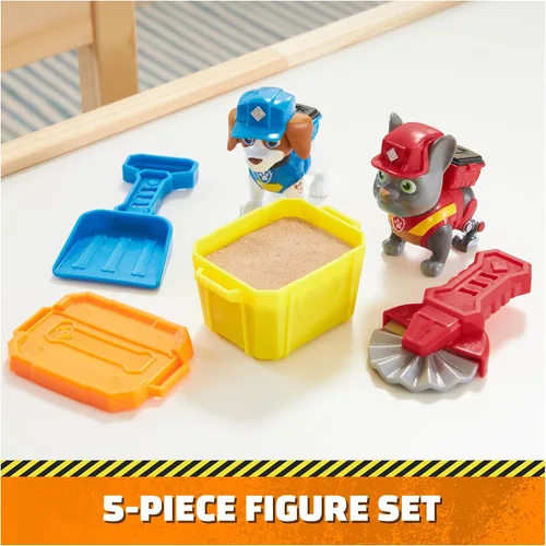 Vista 2 de Rubble & Crew, Figuras de acción de Charger y Wheeler, con arena Kinetic Build-It y 2 herramientas de construcción, juguetes de PAW Patrol