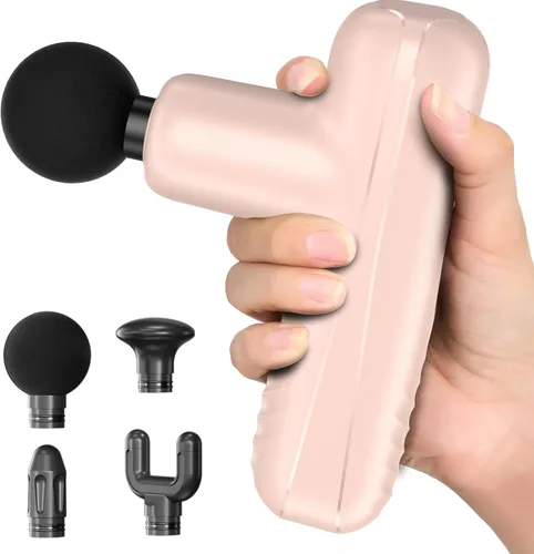 Vista 8 de Mini pistola de masaje, potente masajeador muscular de mano para relajación muscular, percusión de tejido profundo, pequeña pistola de masaje Negro