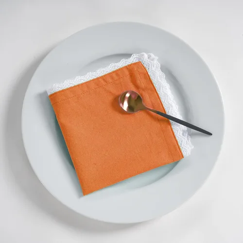 Vista 53 de FINGERCRAFT Servilletas de tela de lino y algodón de 12 unidades con esquinas ingletadas y elegante encaje para uso diario; las servilletas están