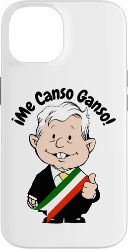 Vista 4 de Carcasa para iPhone 16 AMLO Amlito Me Canso Ganso Divertida y linda caricatura mexicana Muñeco