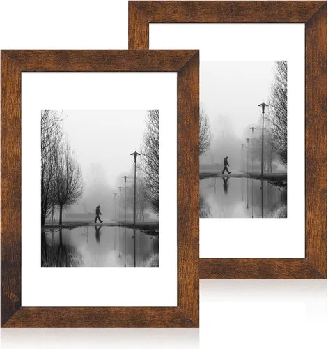 Vista 92 de iRahmen - Juego de 2 marcos de fotos de 4 x 6, marco de madera negro con cristal de alta definición, para mostrar fotografías de 3.5 x 5