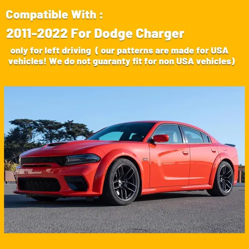 Vista 6 de Tapete antideslizante para tablero de instrumentos compatible con Dodge Charger 2011-2022, protector solar (borde negro)