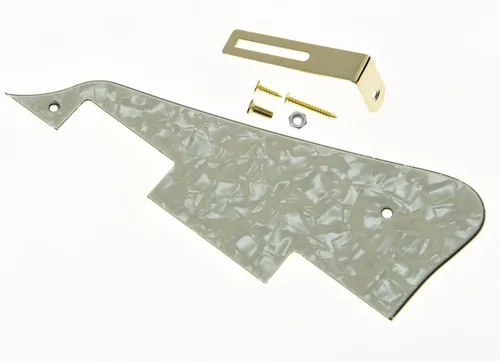 Vista 45 de KAISH Golpeador de guitarra Abalone Pearl LP con soporte negro para Epiphone Les Paul