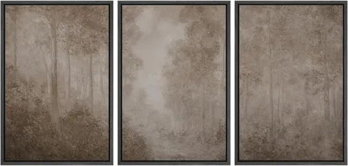 Vista 69 de SIGNWIN Lienzo enmarcado para pared, juego de arte de campos pastorales, flores silvestres, campo rústico, paisaje, floral, ilustraciones modernas