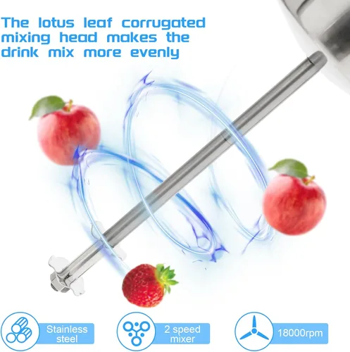 Vista 3 de Mezclador de leche de 110 V, 180 W, 22.0 fl oz, mezclador de soporte, mezclador de cóctel, mezclador de bebidas eléctricas, 18000RMP, máquina