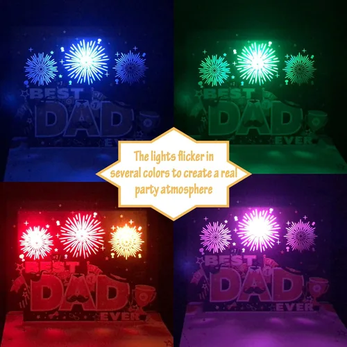 Vista 6 de Tarjeta emergente 3D para el día del padre, luces y música, mejor tarjeta de papá del mundo, tarjetas del día del padre, regalo del día del padre