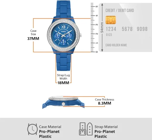 Vista 5 de Fossil Stella Quartz - Reloj cronógrafo de acero inoxidable para mujer