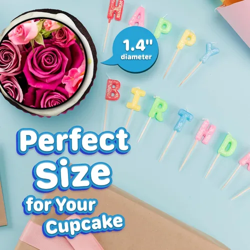 Vista 8 de 30 adornos comestibles para cupcakes con temática de San Valentín para decoración de tartas comestibles sin cortar comestible en hoja de oblea
