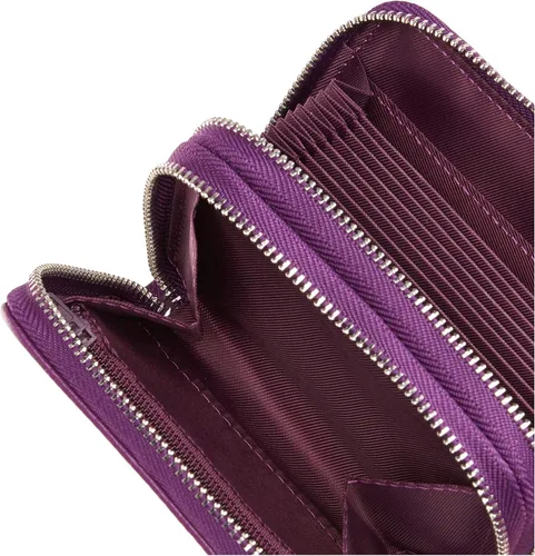 Vista 5 de KALMOR Billeteras de piel para mujer, con doble cremallera, con bloqueo RFID y bolsillo para monedas, 4. 25 x 3. 0 x 1.5