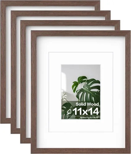 Vista 40 de Egofine - Juego de 4 portarretratos A4 de madera maciza y cubierta de plexiglás de 4 x 6/6 x 8 pulgadas con paspartú o A4 sin paspartú, para mesa