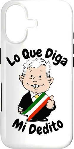 Vista 32 de Funda para iPhone 16 Lo Que Diga Mi Dedito Divertida Caricatura AMLO Amlito México 4T