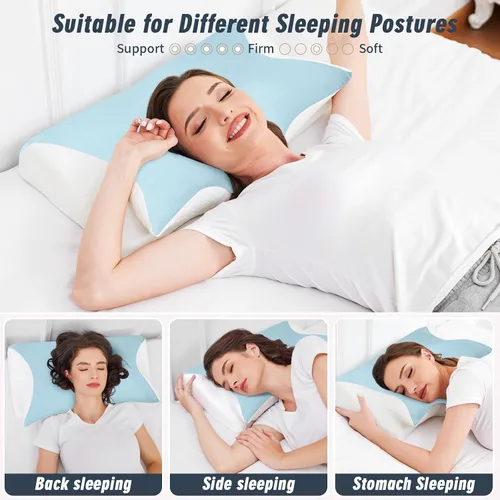 Vista 4 de Almohada para alivio del dolor de cuello Almohada ortopédica para dormir cervical mejor antiarrugas terapéutica ergonómica espuma viscoelástica