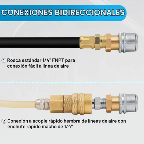 Vista 5 de Mandril de aire, mandril de aire de latón de flujo cerrado de 1/4 FNPT, portabrocas de aire de bloqueo de conexión rápida para accesorios