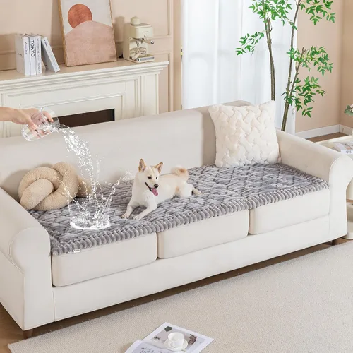 Vista 20 de PuTian Funda de sofá 100% impermeable y mullida para perros, lavable, antideslizante, protector de sofá, apto para mascotas, para sofás y sofás