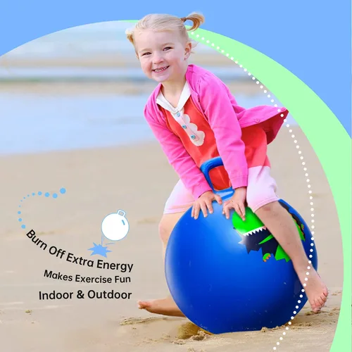 Vista 5 de ZOOJOY Hopper Ball, juguetes de salto para niños, pelota inflable de 18 pulgadas con asa para niños y niñas de 3 a 8 años, juguete inflable