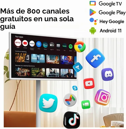 Vista 2 de HORION Google TV portátil de 32 pulgadas, 1080P FHD Rolling Smart TV