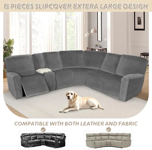 Vista 23 de Arfntevss Fundas de sofá seccional reclinable de terciopelo, Funda de sofá seccional de esquina para sofá reclinable, Funda elástica suave