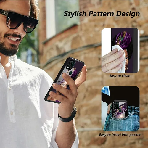 Vista 4 de Funda para Motorola Moto G Stylus 5G 2021 de vidrio templado, funda negra con diseño de mujer negra africana para mujeres y hombres, antiarañazos, a