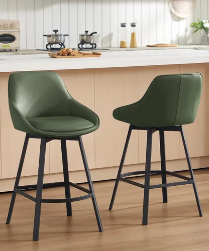 Vista 21 de Flouki Taburetes de bar con altura de mostrador, juego de 3 taburetes de bar giratorios negros para isla de cocina, taburetes de mostrador modernos