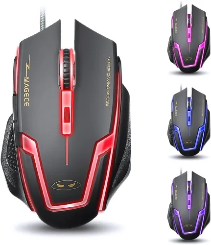 Vista 2 de Magece G1 Professional 3200 DPI LED óptico USB con cable con 6 botones Ratones de ratón para juegos para computadora PC Gamer(negro)