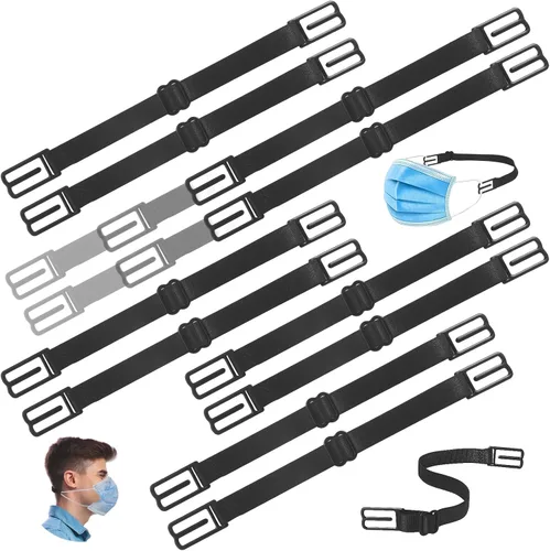 Vista 7 de Correa extensora de máscara, 10 piezas de tela elástica, clip protector de orejas con correa ajustable para la parte posterior de la cabeza