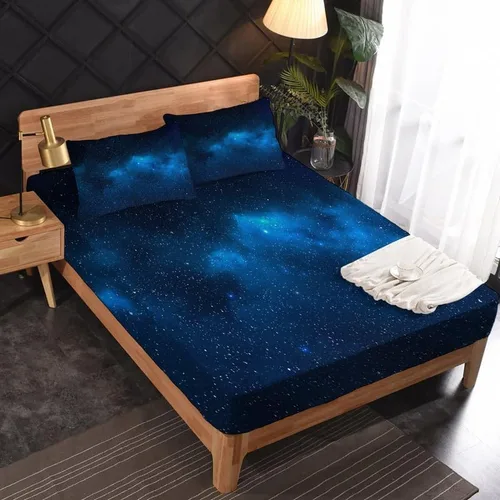 Vista 2 de Galaxy Sheets - Juego de sábanas de tamaño individual, sábanas de microfibra suave y bolsillo profundo, sábanas y fundas de almohada estampadas sin