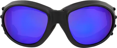 Vista 2 de Birdz 2 pares de gafas de equitación deportivas Eagle negro mate acolchadas con lente reflectante azul/naranja ReflecTech