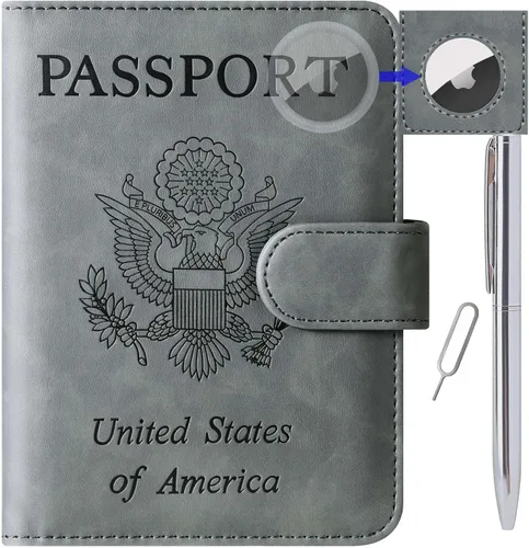 Vista 25 de LOHASLIFE Soporte para pasaporte para viajes, cartera con bloqueo RFID para 116#Negro