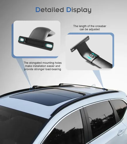 Vista 4 de Barras de techo mejoradas de 220 libras para Jeep Compass 2018-2025, barras transversales de aluminio real para kayak, snowboard, tabla de surf