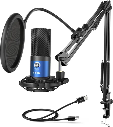 Vista 12 de FIFINE Micrófono USB de condensador de estudio, kit de micrófono para computadora con brazo de brazo ajustable, soporte de choque para instrumentos