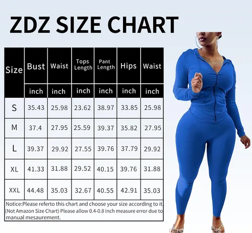 Vista 2 de ZDZ 2 Piece Sweatsuits For Women Jogger Set Fall Outfits Long Sleeve Tights Sport Suits Tracksuits Womens Workout Sets
