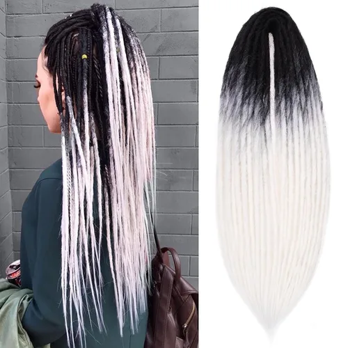 Vista 40 de Leeven Extensiones de Rastas Sintéticas de Doble Punta de 24 Pulgadas 30 Hebras Rastas Boho 613 Rubio 3 Estilos Mixtas Onduladas Rizadas DE Rastas