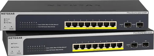 Vista 7 de NETGEAR Switch Pro PoE administrado inteligente Gigabit Ethernet de 10 puertos (GS510TPP) - con 8 x PoE+ @ 190W, 2 x 1G SFP, montaje
