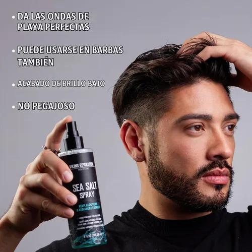 Vista 3 de Viking Revolution Spray de sal marina para hombres (8 fl oz), aceite hidratante para el cabello para hombres con vitamina E (3.38 fl oz) y polvo