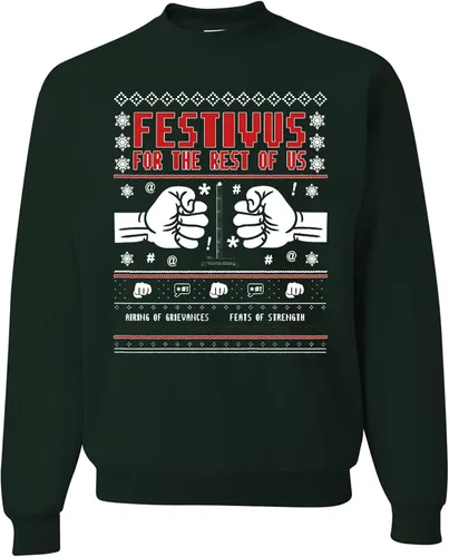 Vista 3 de wild custom apparel Suéter feo de Navidad a la moda más reciente de la colección 3 sudadera de cuello redondo Negro