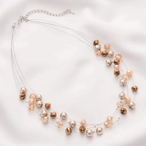 Vista 4 de Bulinlin Gargantilla en capas de perlas de río - Collar de joyería de moda para mujer