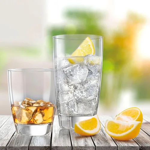 Vista 4 de Bormioli Rocco Nadia - Juego de 4 vasos enfriadores para bebidas frías, jugos y cócteles, 15.25 onzas