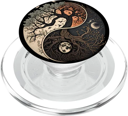 Vista 8 de PopGrip adhesivo PopSockets de Yin Yang del árbol de la vida