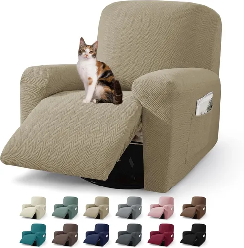 Vista 44 de JIVINER Fundas reclinables de gran tamaño de 3 piezas para sillón reclinable grande con bolsillos, tela jacquard elástica Lazy Boy funda para sofá
