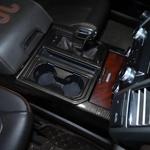 Vista 5 de Linskip Cubierta del panel de cambio de engranajes compatible con accesorios Ford F150 2015 2016 2017 2018 2019 2020 Ford F150 2015 2016 2017 2018