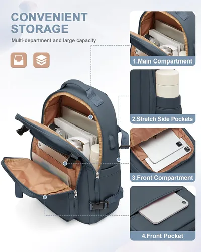 Vista 3 de UPPACK Mochila de viaje grande para mujeres y hombres, mochila de transporte para aviones, mochila de viaje para mujer, mochila de gimnasio