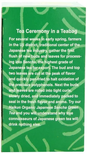 Vista 4 de Haiku Té orgánico, verde sencha japonés, 16 bolsitas de té (paquete de 6)