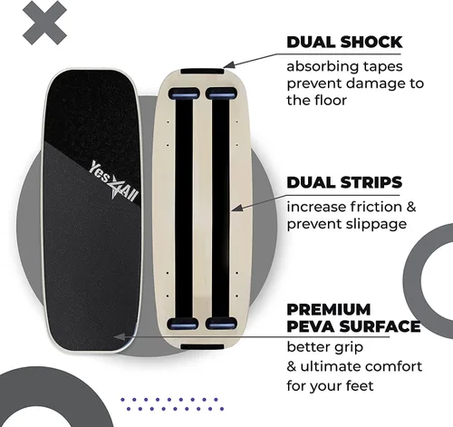 Vista 4 de Yes4All Tabla de Equilibrio Entrenador Deportivo, Tabla de Entrenador de Surf con Topes Ajustables, Mejora la Fuerza del Core y el Control