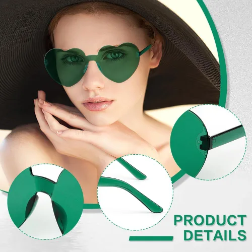 Vista 123 de Lentes de sol con forma de corazón, 2 pares de lentes de sol en forma de corazón, gafas de sol rave para mujeres, regalos de fiesta