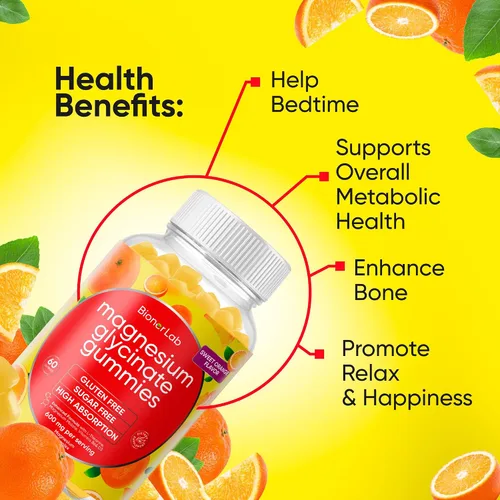 Vista 2 de Gomitas masticables de glicinato de magnesio (600 mg) para niños y adultos, mujeres y hombres, complejo vegano con calcio y potasio, vitamina D, B6