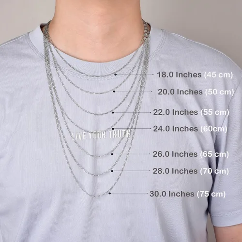 Vista 4 de Collar de cadena de plata de ley 925 para mujer, 0.059 pulgadas de ancho, cadena fina italiana Figaro plataoro, 14-30 pulgadas