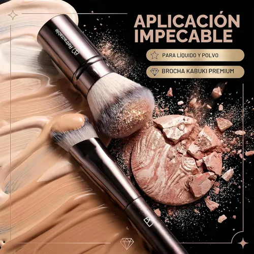 Vista 3 de Juego de brochas de maquillaje profesional con estuche de viaje, 20 piezas café (A-Coffee)