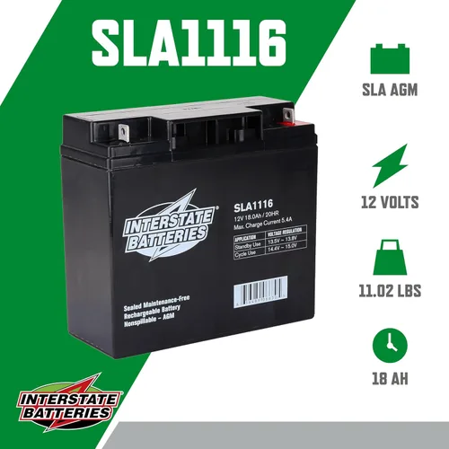 Vista 2 de Interstate Batteries Batería de 12V 18Ah (2 unidades) (terminal de tuerca y perno) SLA AGM VRLA Recargable Reemplazo para energía solar